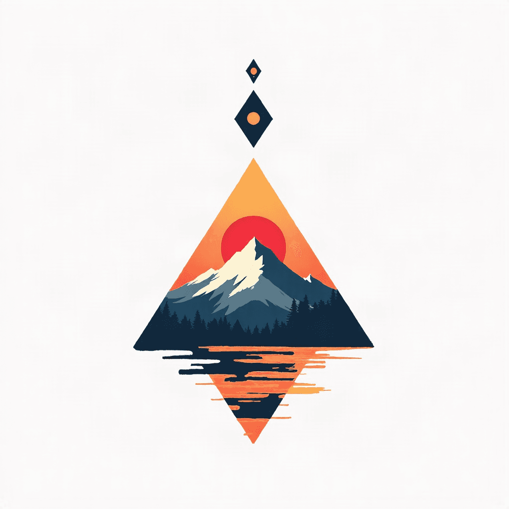 Minimalist mountain landscape with geometric shape…