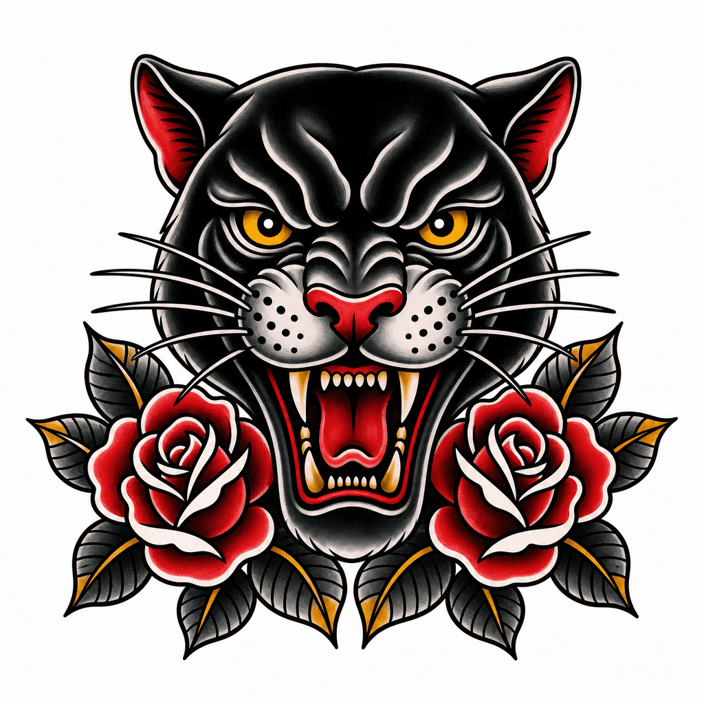 Aggressive Traditional tattoo design b&w