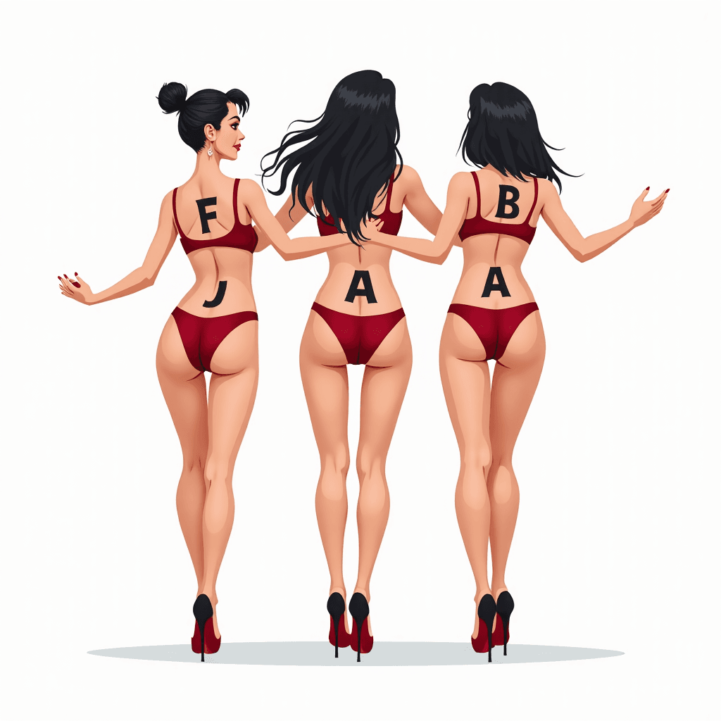 create a fine line tattoo of 3 ladies dancing with...
