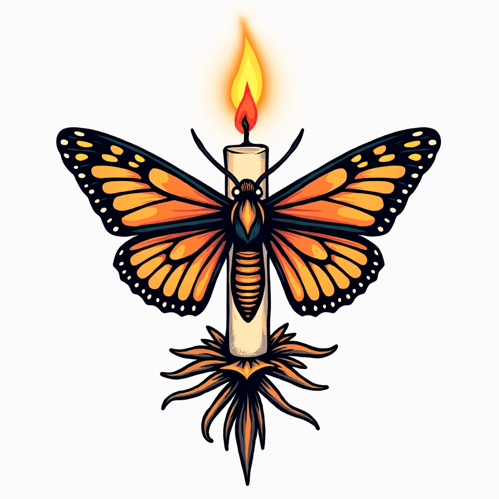 spider web moth burning candle