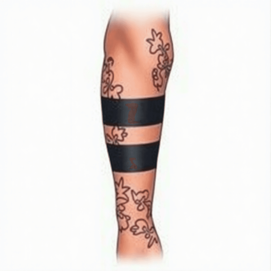 full arm sleeve tattoo incorporating a double blac…