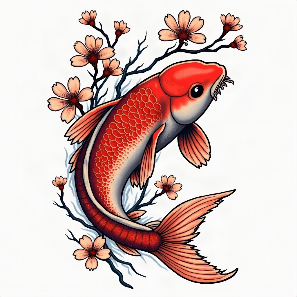 Traditional Japanese koi fish swimming through che…