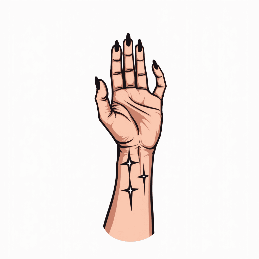 handtattoo minimalistisch sterne punkte