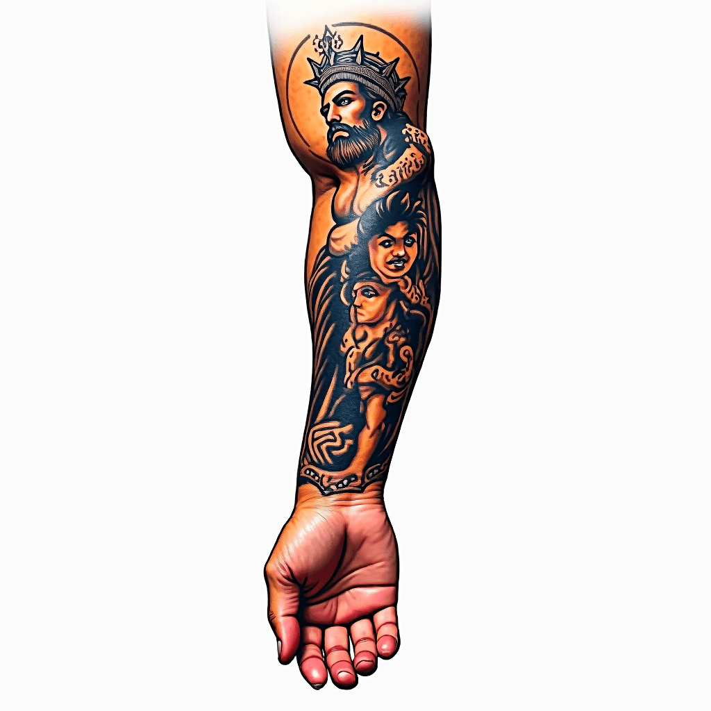 arte realista de todo el brazo que mezcle a un dio…