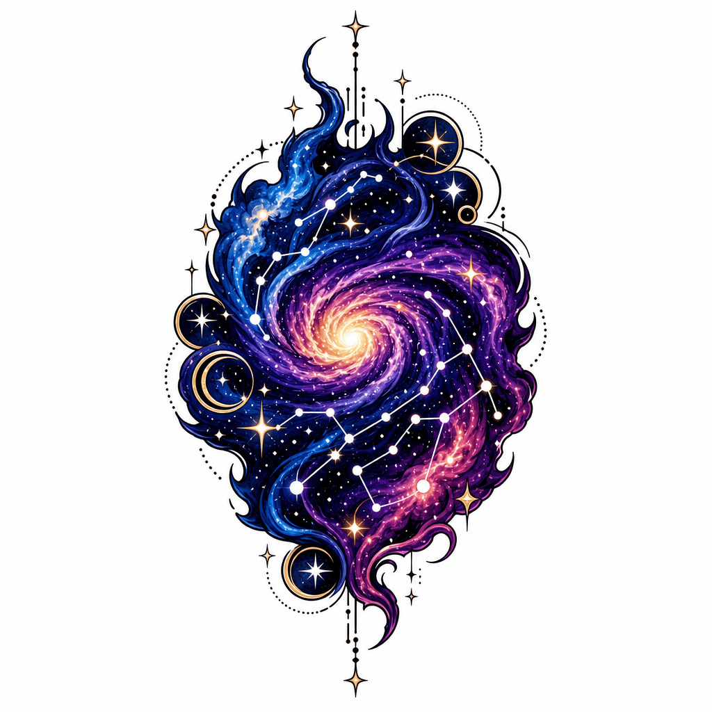 Abstract galaxy design with constellation patterns