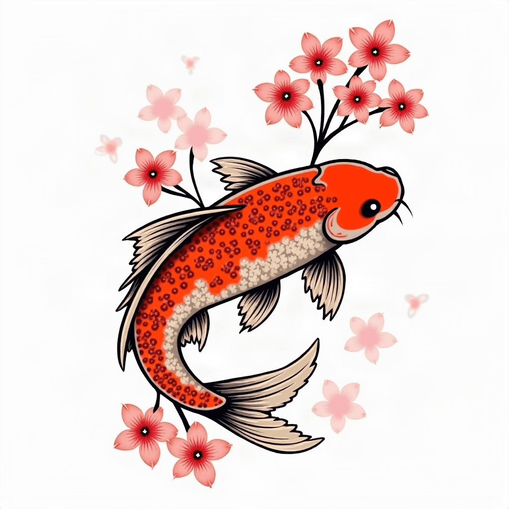 Traditional Japanese koi fish swimming through che...